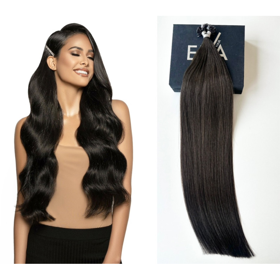 Extensii MICRO KERATINA Russian Hair #1B NEGRU NATURAL